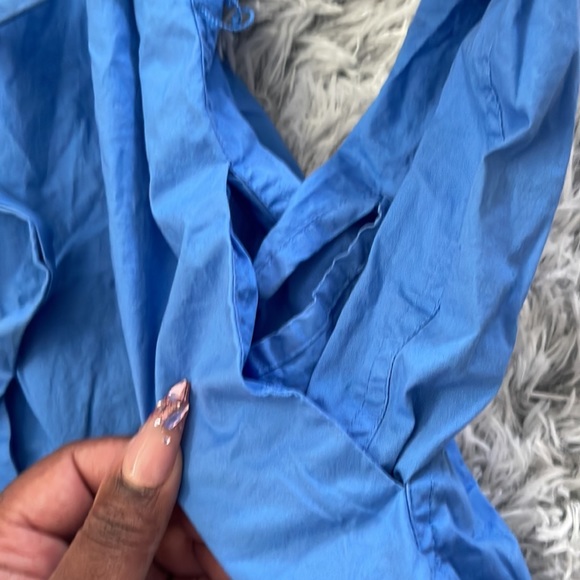 Blue Shirt Dress with Belt and Pockets - Picture 4 of 4